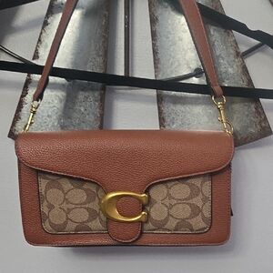 Coach Crossbody Bag in Brown and Tan with Gold Hardware Faux Leather
